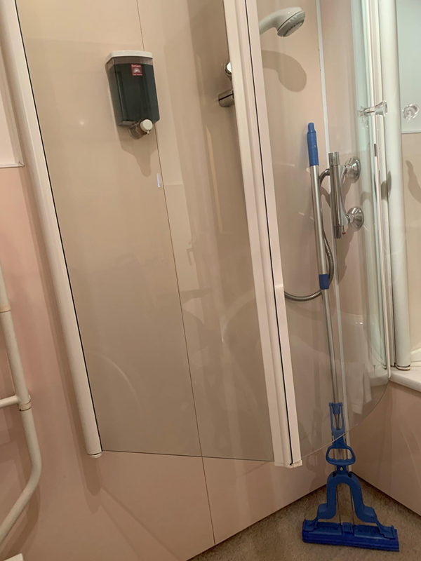 The really weird shower arrangement.