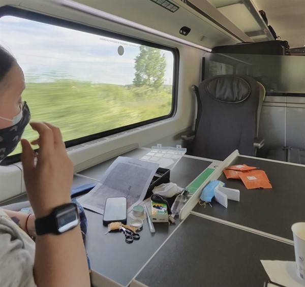 Image of a person on a train