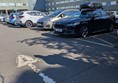 Disabled spaces in car park.