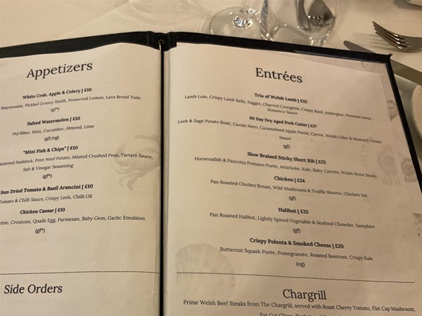 Image of a menu