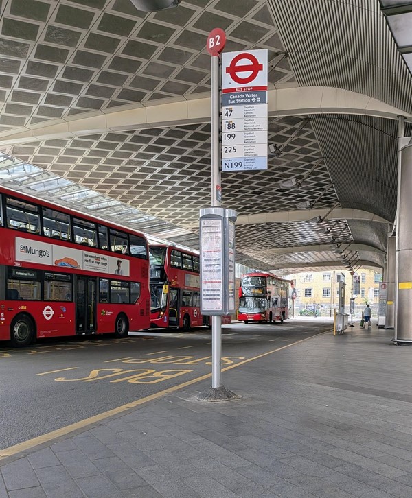 Image of bus stop inside bus station