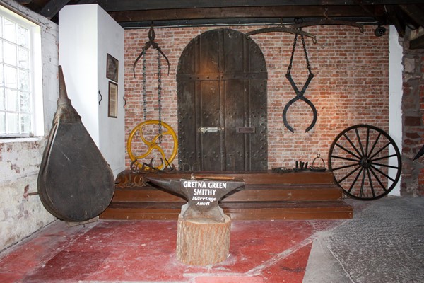 Inside the blacksmiths shop.