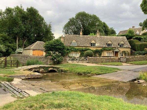 journey through beautiful scenery to the river Eye and ford at UPPER SLAUGHTER