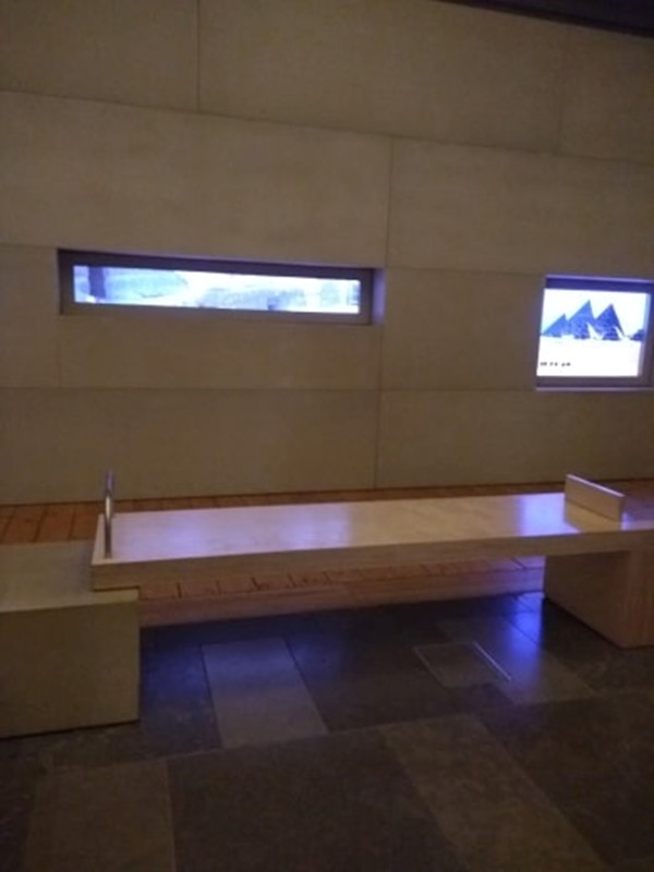 a wooden bench to rest