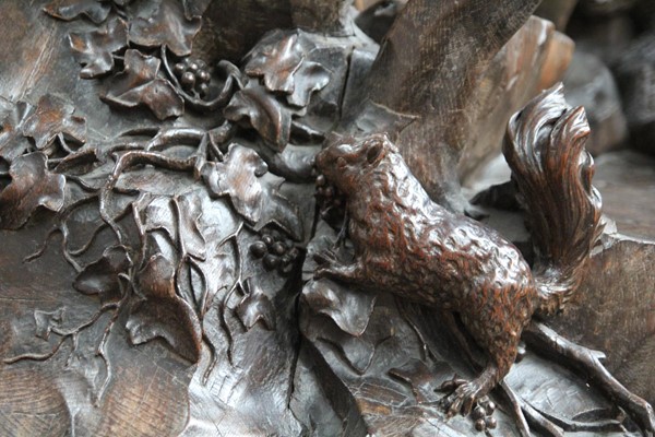 close up of carved pulpit