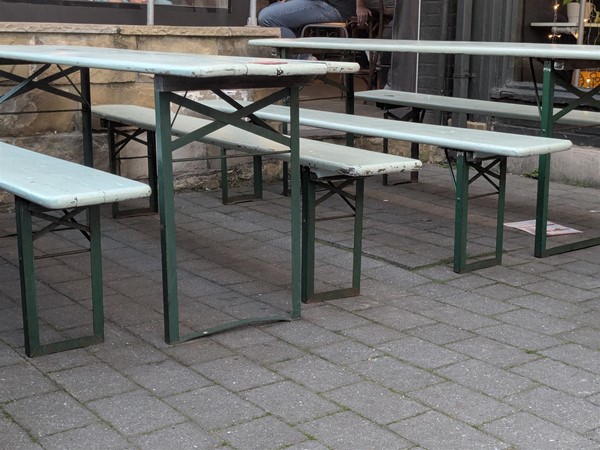 Image of benches outside of the venue.