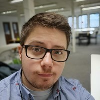 selfie picture of Dean - this time in an office!
