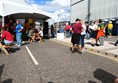 Fan plaza with large curb that had to be navigated to access the stadium