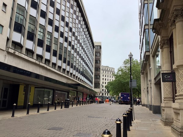 The arcade exits onto Temple Row