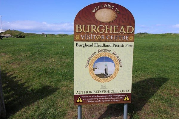 Welcome sign at Burghead Headland