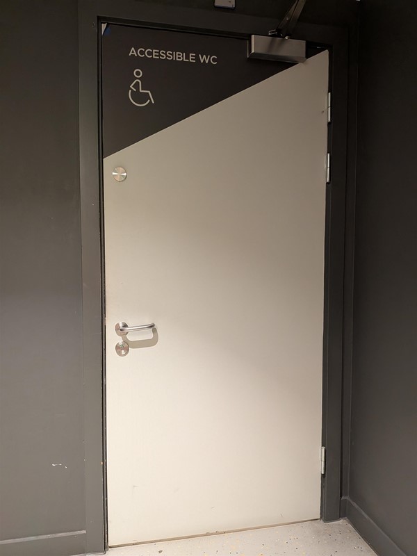 image of the door to the accessible bathroom