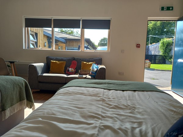 Beds and open cabin door