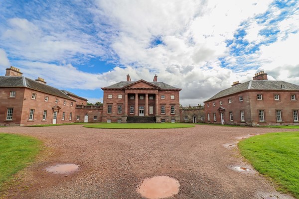 The front of Paxton House, which is almost perfectly symmetrical.