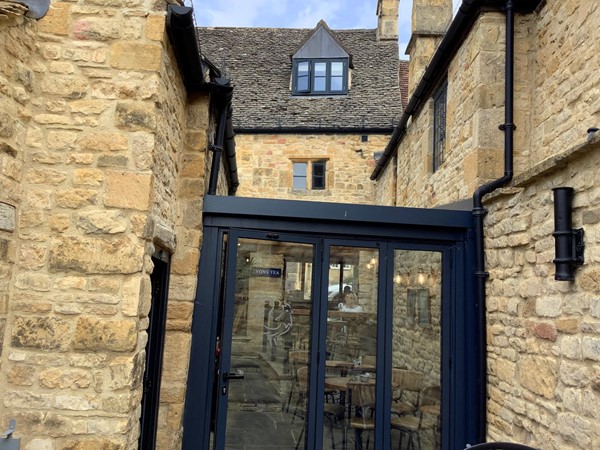 Courtyard with a glass door