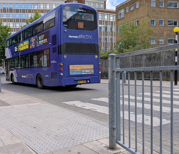 Image of zebra crossing inside the bus station