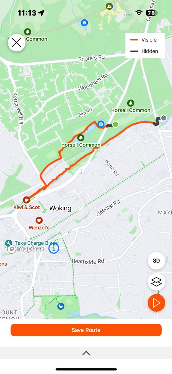 Image of a screenshot of the finishing route.