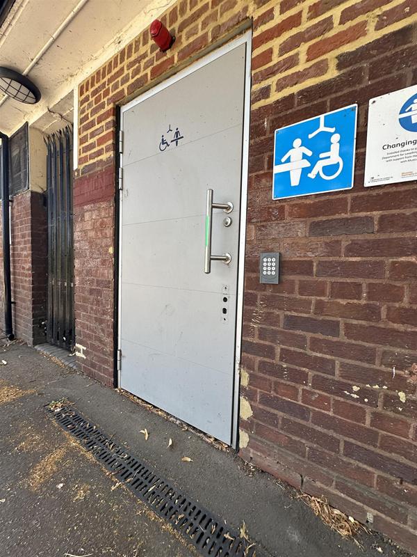 Image of Changing Places Toilet accessible toilet door and keypad
