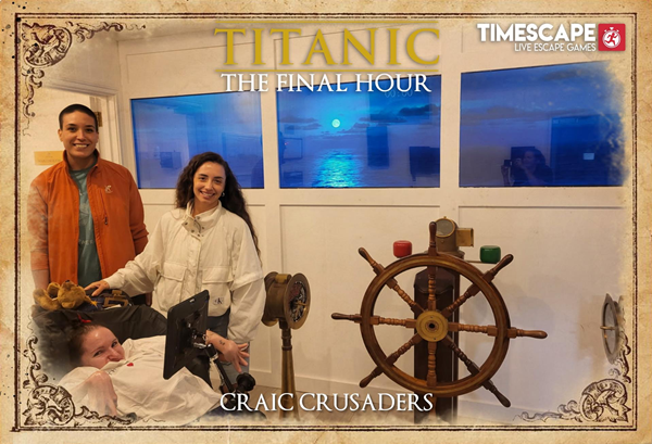 Us, inside the titanic escape room, after having not escaped.