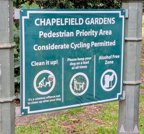 Image of signage about expectations of people using the park