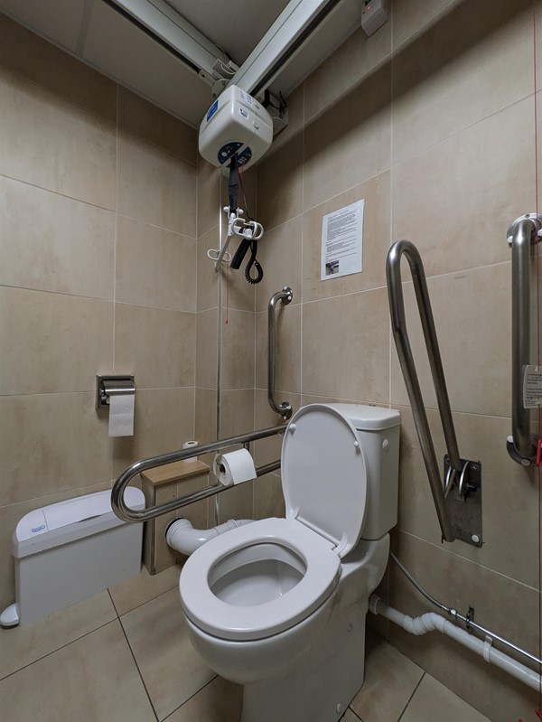 ;Image of toilet and Ceiling Track hoist in the Changing Places toilet