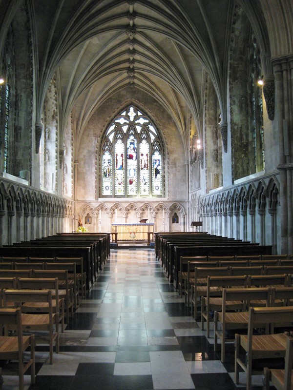 A photo of St. Albans Cathedral - an empty church