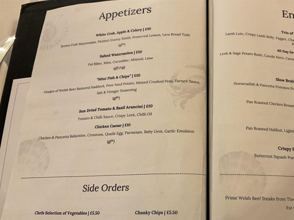 Image of a menu