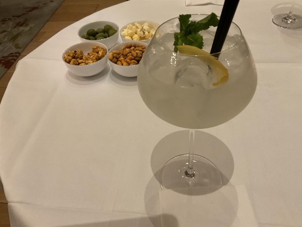 Image of food and a drink on a table