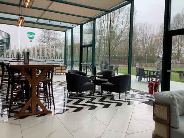 Hotel reception and seating area