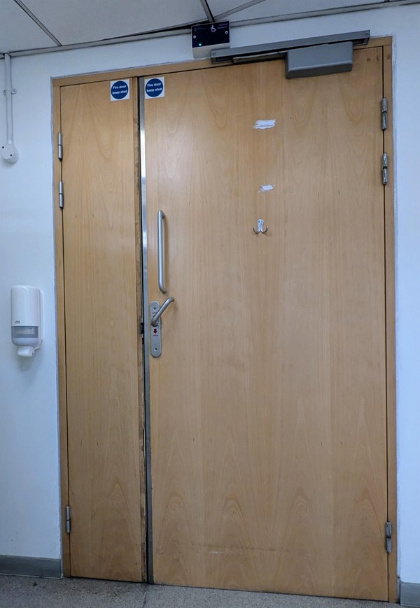 Image of accessible toilet door from the inside