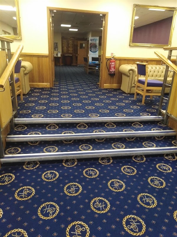 The steps to the toilet.