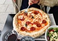 A delicious pizza.