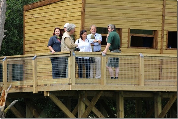 Staff and award judges in on the tower hide.