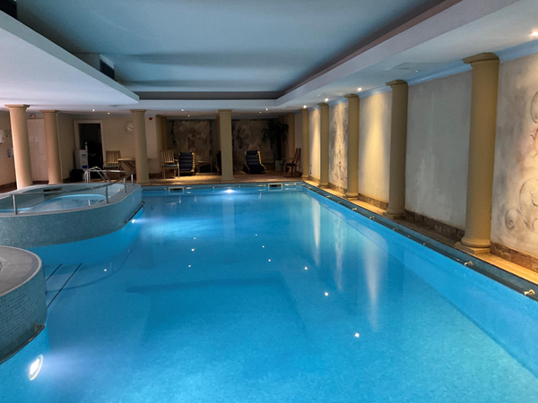 Roman bath style heated swimming pool