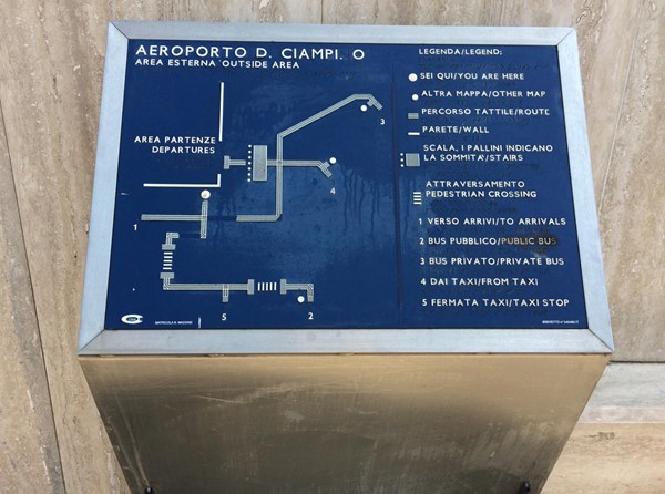 Braille and touch map of Ciampino Airport.