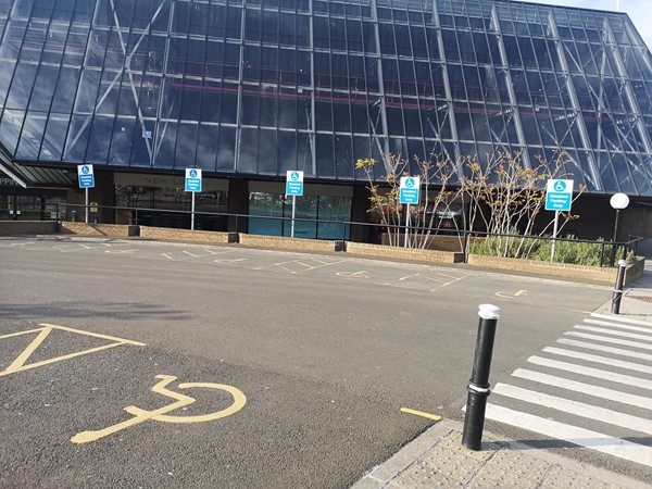 Parking spaces near the south entrance.