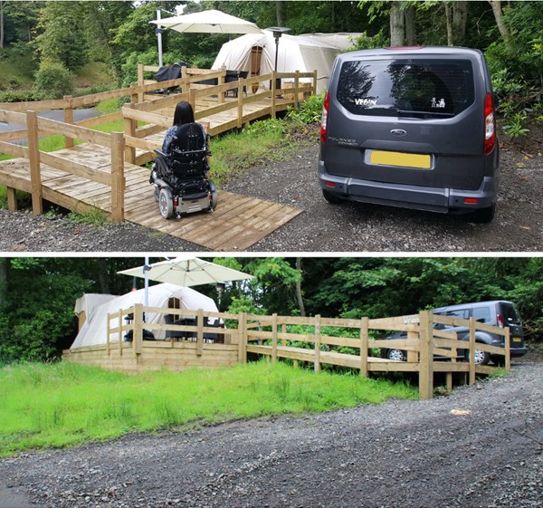 Parking bay next to accessible tent