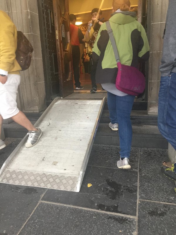 The ramp used at main entrance. (Doesn't look so steep in this photo)