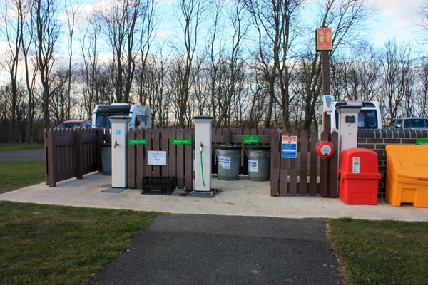 Bins, water and waste point - all level entry, hard surface and clean.