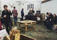 Photo of vendors and people at the Pitt.