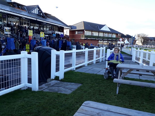 Large raised picnic area - plenty of room - ramped at both ends.
