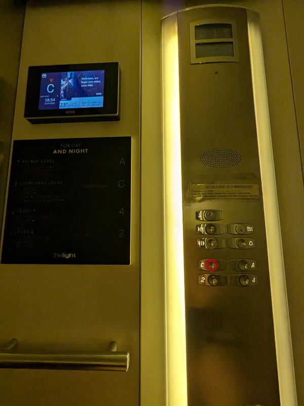 image of the buttons inside the lift