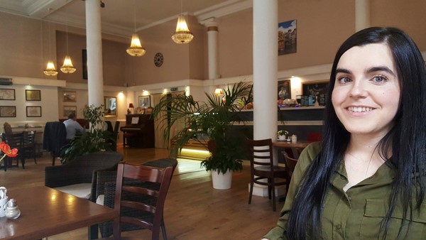 Inside Cafe Fame is spacious and wheelchair accessible