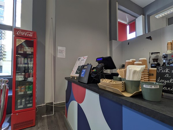 Image of café counter with hearing loop