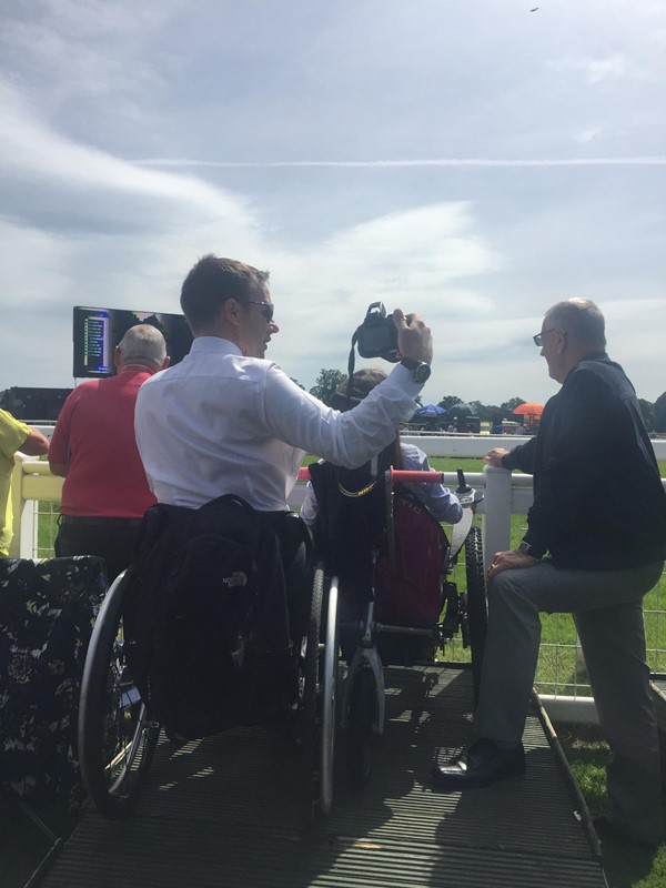 The wheelchair ramp at the finishing line featuring the best ambassador network manager!