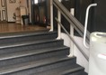 Although the main entrance to the building has steps, the powered stair climber can be used for the wheelchair.
