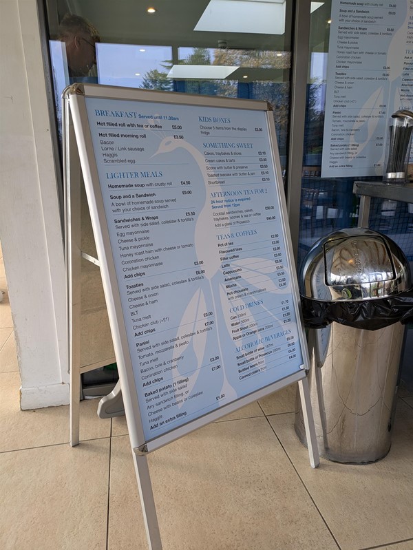 Image of menu at  Peacock Rooms Café