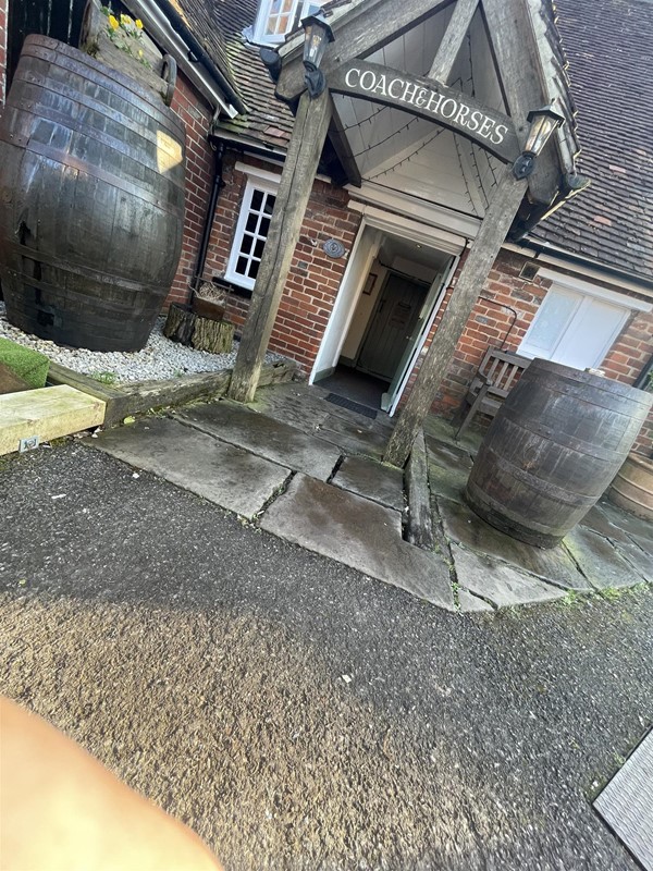 Image of a pub door.