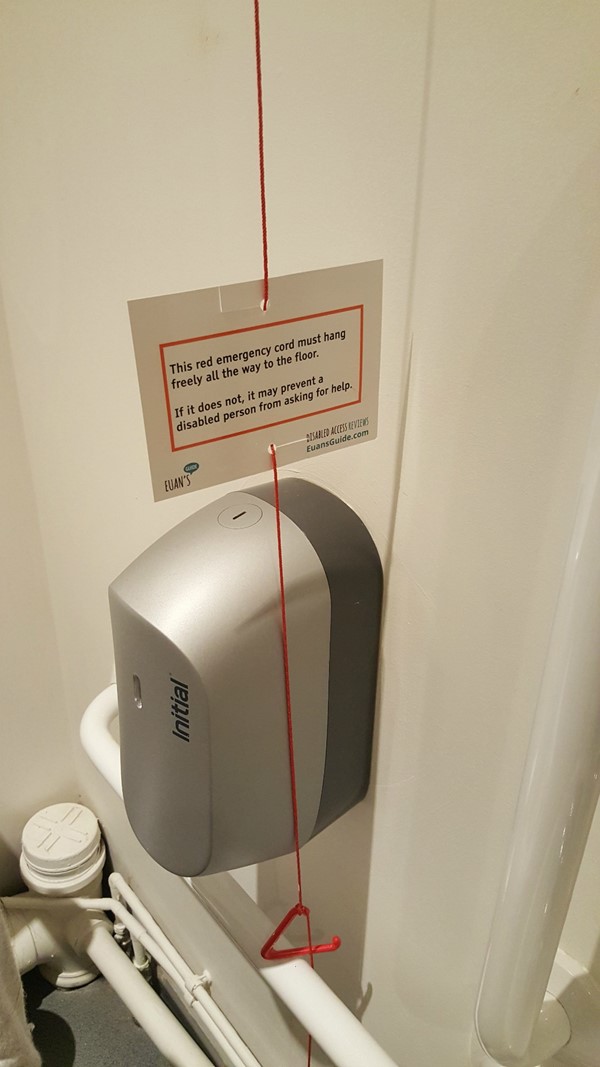 Accessible toilet - Red cord and red cord card