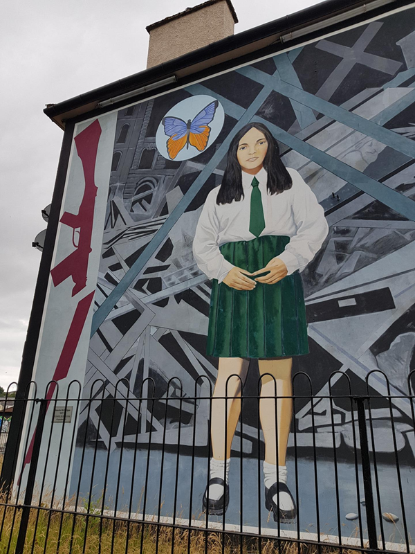 One of a sequence of peace murals near the Museum of Free Derry. They can all be easily viewed from flat accessible paths and pavements.