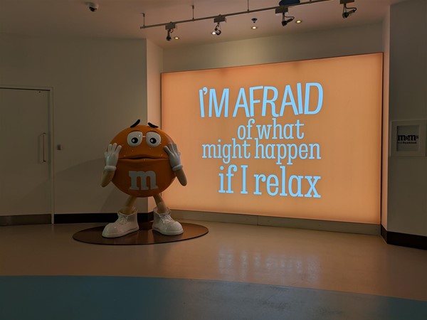 Image of red M&M statue